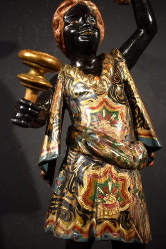 "Venetian Moretto" Polychrome lacquered wooden sculpture